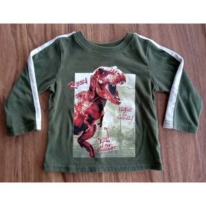 Garanimals Boys 18M Long Sleeve Dinosaur T-Shirt Olive Green